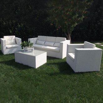 Milani Home Milani Home - abellinum - salotto da giardino completo di cuscini intreccio in rattan sintetico