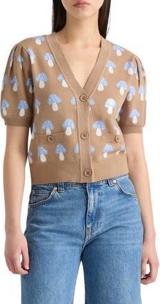 NVLT Mushroom Jacquard Cardigan in Beige Mushroom at Nordstrom Rack, Size X-Large