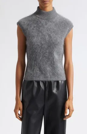 Toccin Sabina Mock Neck Cashmere Sweater Tank in Steel Melange at Nordstrom, Size Xx-Small