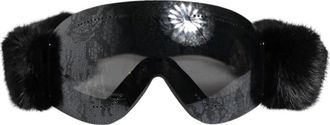 Dolce & Gabbana Ski Accessories, female, Black, Size: ONE SIZE Lace Pattern Mirrored Ski Goggles UV