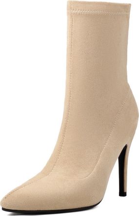 Generic Womens Elegant Slim Stretch Suede Sock Boots With Pointed Toe Stiletto Heels Slip On Design Stylish Fit For Evening Formal Occasions Office,Apricot,5.
