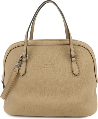 Gucci Lady Dollar Dome Satchel Leather Beige Leather Handbag (Pre-Owned)