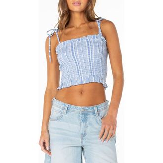 Roxy Avalon Stripe Smocked Crop Top in Cornflower at Nordstrom, Size Xx-Large