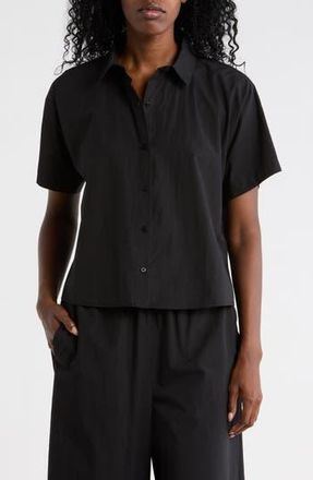 Eileen Fisher Classic Collared Organic Cotton Shirt in Black at Nordstrom Rack, Size Xx-Small