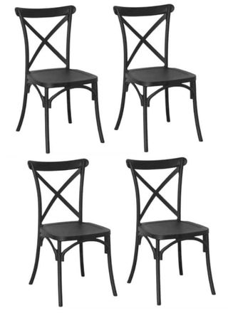 Far Kit 4 Sedie Polipropilene Cucina Bar Ristorante Sedia Interno Esterno Cross Nero 436v