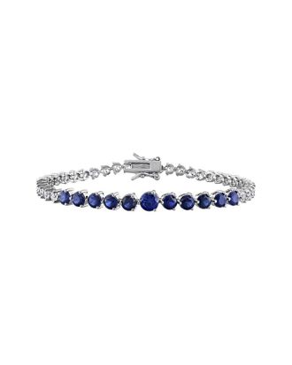 Rina Limor Silver 8.38 ct. tw. Lab-Grown Blue And White Sapphire Graduated Tennis Bracelet