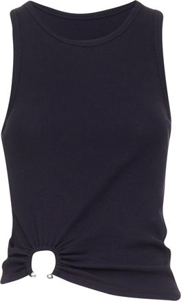 Paco Rabanne piercing ring detail gathered ribbed tank top