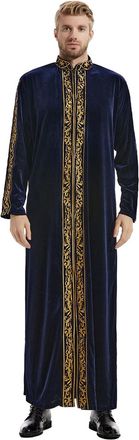 Generic Muslim Thobe for Men Velvet Embroidery Luxury Design Islamic Formal Wear Dubai Long Gown Ethnic Clothes Saudi Arab Caftans Mens Arab Thobe