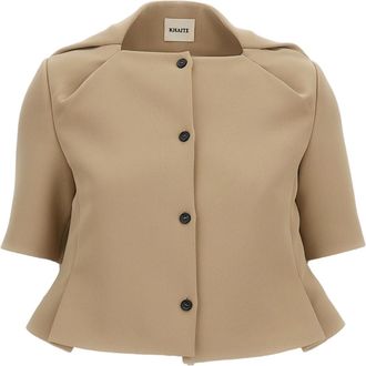 Khaite Peplum Short Jacket in Bonded Italian Crepe