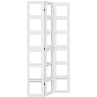 vidaXL Room Divider 3 Panels White Solid Wood Paulownia Vidaxl