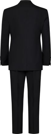 Tom Ford Mens Suit With Satin Peak Lapel - Black Wool; Blazer Lining: Cupro Suits
