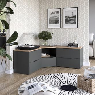 Vicco Conjunto De Sal&oacute;n Wido, Antracita/sonoma, 3 Partes, Vicco