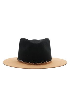 Modern Monarchie Colorblock Wool Fedora in Black/Camel at Nordstrom, Size Medium