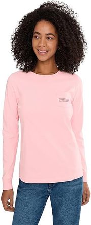 Vineyard Vines Whale Long Sleeve Pocket T-Shirts Womens T Shirt Flamingo : XS, Cotton