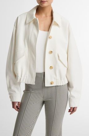 Vince Cotton Bomber Jacket in Chalk at Nordstrom, Size Xx-Small Regular