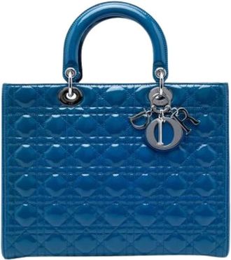 Dior Pre-owned Lady Handbag - Dames - Vintage Handtas - Blauw - ONE Size - Leer - Vintage