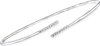RS Pure by Ross-Simons Diamond Bypass Bangle Bracelet in Sterling Silver