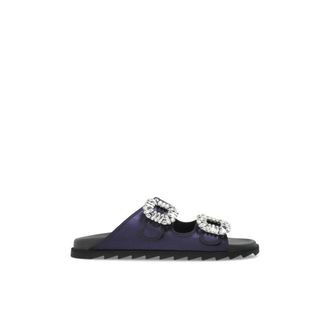 Roger Vivier Schoenen, Dames, Blauw, 38 EU, Leer, Slidy Viv Slides