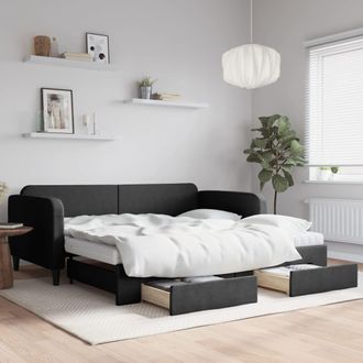 vidaXL Vidaxl - Sof&aacute; Cama Nido Con Cajones Tela Negro 100x200 Cm