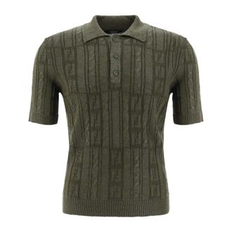 Fendi Mens FF Wool Blend Knit Polo Shirt, Brand Size 50 ( US Size 40 )