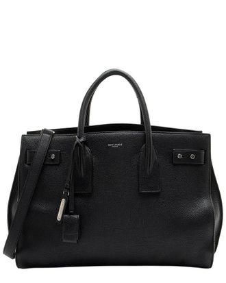 Saint Laurent Black Grained Calfskin Sac De Jour Supple Medium Tote (Authentic Pre-Loved)