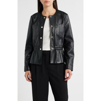 Elie Tahari The Aliza Faux Leather Jacket in Noir at Nordstrom, Size X-Small