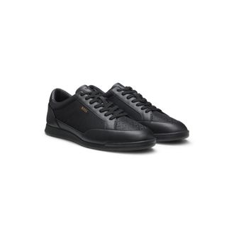 BOSS Leather sneakers with monogram paneling