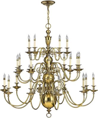 Netlighting Cambridge 25 Light Candle Chandelier Burnished Brass