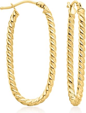 Ross-Simons Italian 14kt Yellow Gold Twisted Oval Hoop Earrings