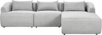 Beliani Beliani - Minimalistic Modern Left Corner Sofa Fabric Upholstered Additional Cushions 3 Seater Grey Svansele