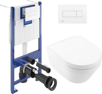 Villeroy & Boch Pack Wc Con Bastidor Villeroy&boch Taza Architectura Sin Bridas Con Fijaciones Invisibles + Asiento Duroplast + Placa Blanca