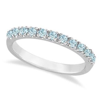Allurez Aquamarine Stackable Ring Anniversary Band in 14k in White Gold at Nordstrom, Size 8.5