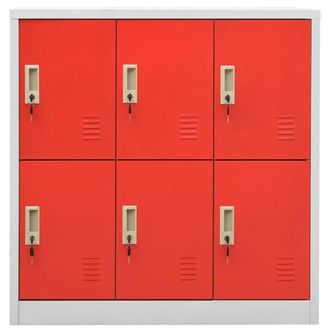 Berkfield Home Locker Cabinets 2 pcs Light Grey & Red 90x45x92.5 cm Steel