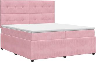 vidaXL Cama Box Spring Con Colch&oacute;n Rosa 200 X 200 Cm Terciopelo Vidaxl