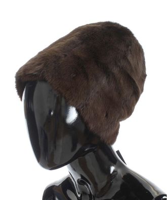 Dolce & Gabbana Womens Ms812 Weasel Fur & Cashmere Beanie Brown
