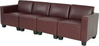 Hhg Sof&aacute; Modular 4 Plazas Lyon, Polipiel, Rojo-marr&oacute;n