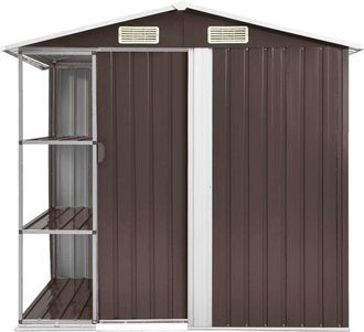 vidaXL Cobertizo de jardín con estantería hierro marrón 205x130x183 cm Vidaxl