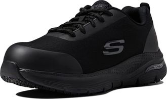 Skechers Mens Arch Fit Sr Ringstap Work Footwear, Black White Textile Synthetic, 10 UK