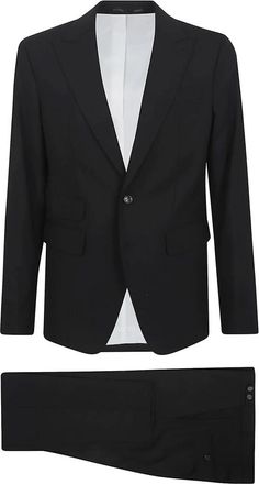 Dsquared2 Zwart Pak Aw 25 Peak Revers - Heren - Business pakken - Zwart - S - Wol - Kostuums