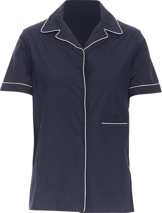 Jil Sander cotton cuban shirt notch collar pipe short sleeves