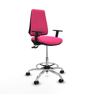 Piqueras y Crespo Taburete Elche As Similpiel Rosa Brazos 1d Base Cromada Ruedas 65mm Nailon