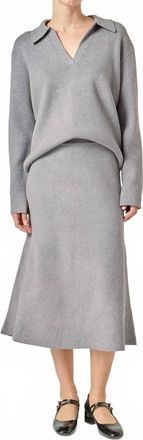 English Factory Knit Midi Skirt In Grey