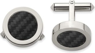 Diamond2Deal Chsisel Titanium Polished with Black Carbon Fiber Inlay Cuff Links