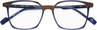 Etnia Barcelona Borja Wood-Textured Rectangular Eyeglasses with Blue Accents