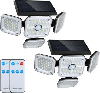 OEM Apliques Solares De Pared Para Exteriores Con Sensor Pir, 231 Led, 3 Modos, Ip65, Bater&iacute;a De 2400 Mah, Plegables (paquete De 2)