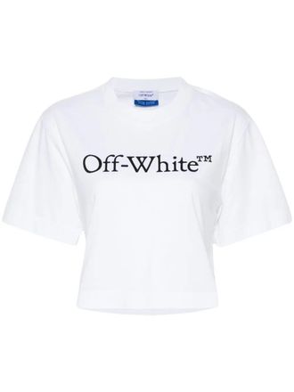 Off-white Big Logo Bookish Crop Tee White Black