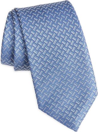 Brioni Geometric Jacquard Silk Tie in Lilac/White at Nordstrom