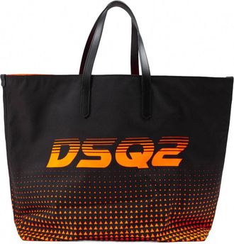 Dsquared2 Womens Bicolour Logo Shopping Bag In Black-Orange