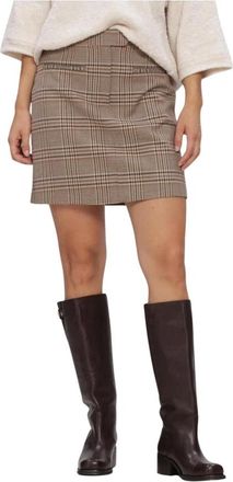 Simple Rokken, Dames, Beige, XL, Leer, Wv-Pl-Ac-Check-26-3 Minirok
