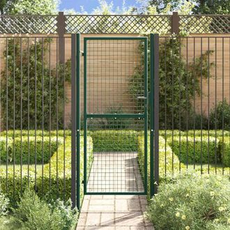 Berkfield Home Durable Fence Gate Steel 100x200 cm Green